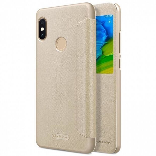 Чехол для Xiaomi Redmi Note 5 Pro Nillkin Sparkle Leather Case (Gold/Золотой) 