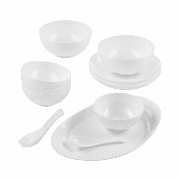 Столовый набор (14 приборов) Royal Enamel Porcelain Cutlery Set Family (White/Белый) 